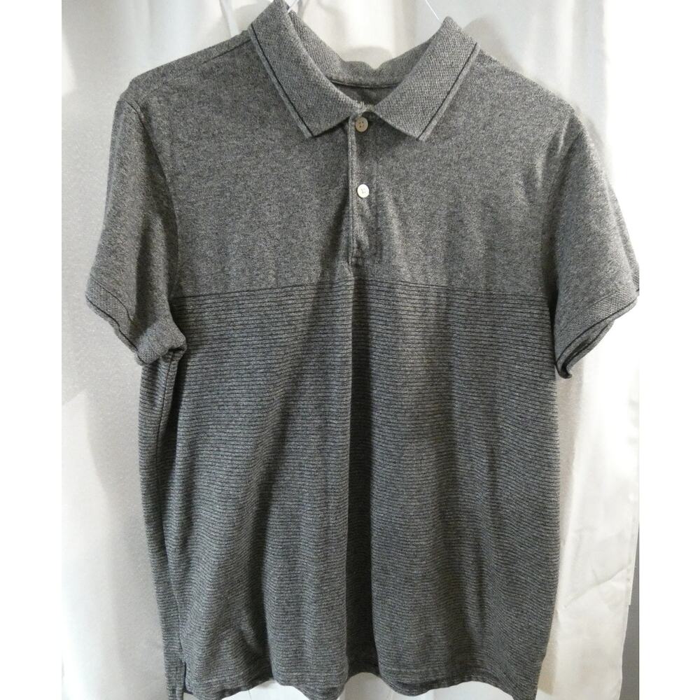 Goodfellow & Co Men's XL Polo Shirt Charcoal Gray Stripes Short Sleeves